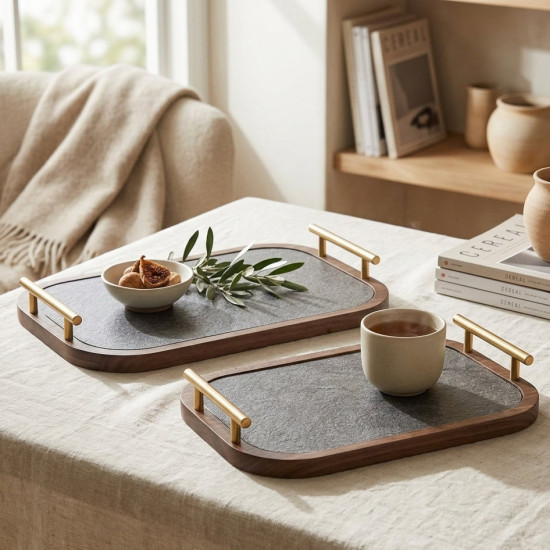 Wooden Tray Set 2 Pcs